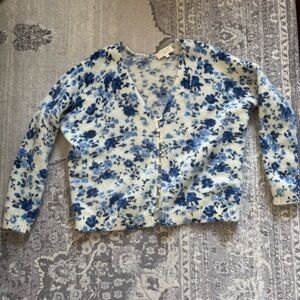 Sezane Blue Floral Sweater